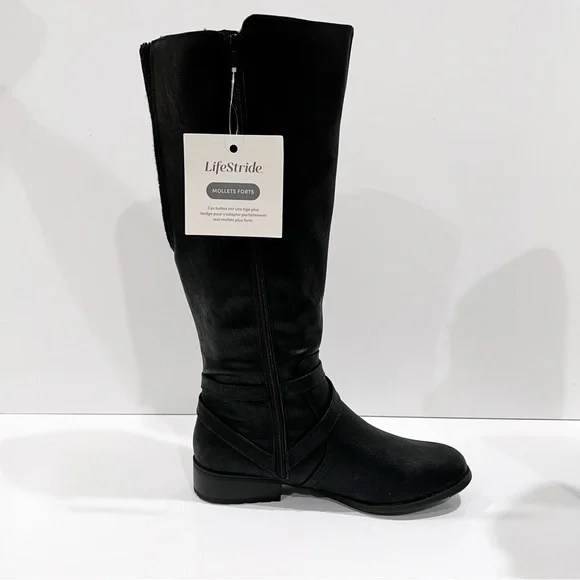 LifeStride Xtrovert Riding Boots Vegan Leather Wide Calf Black Size 8.5WIDE NEW - Picture 10 of 16